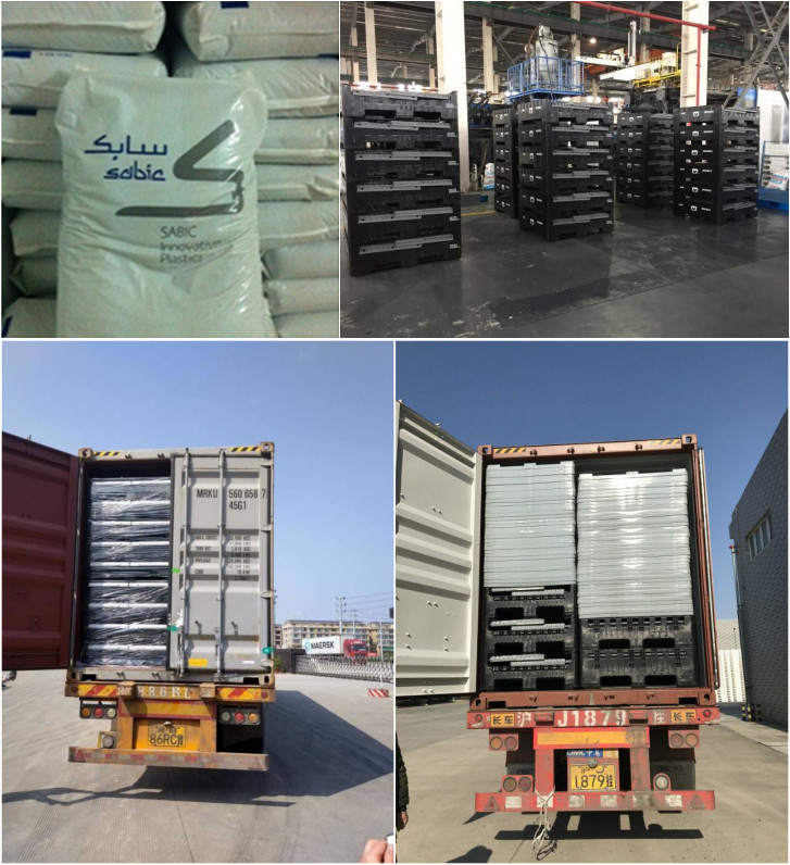Heavy duty large volume food grade foldable plastic pallet box for vegetable